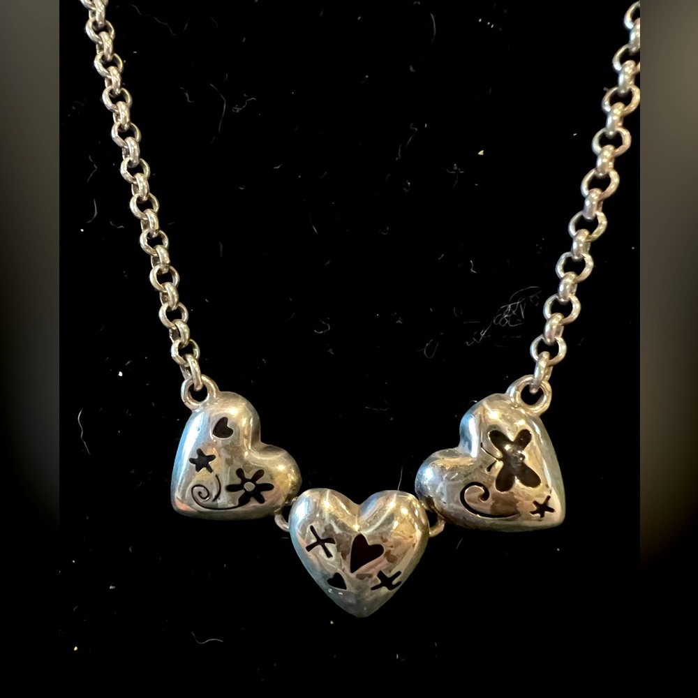Brighton Triple Heart Double Sided Pendant Necklace With Spring Ring Clasp